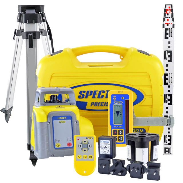 LL300N-6-K Laser Level with Tripod, GR153 Grade Rod, HL450 Receiver, RC601 Remote, Rechargeable Batteries and Universal Charger