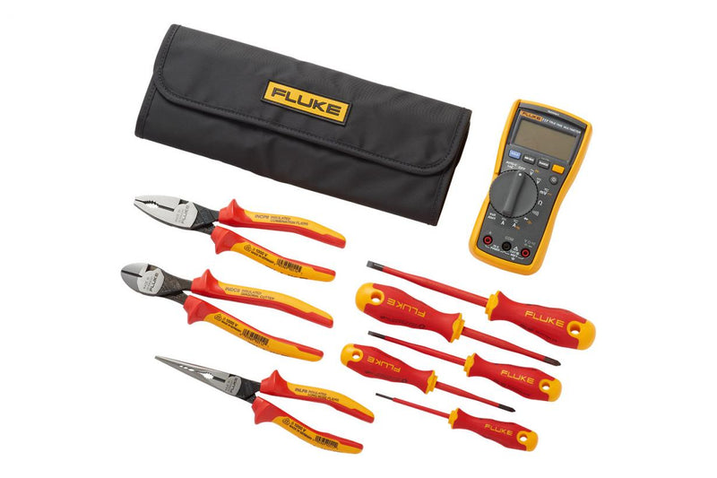Fluke IB117K 117 Multimeter + Insulated Hand Tools Starter Kit in Roll-up Tool Pouch (item no. 5067428)
